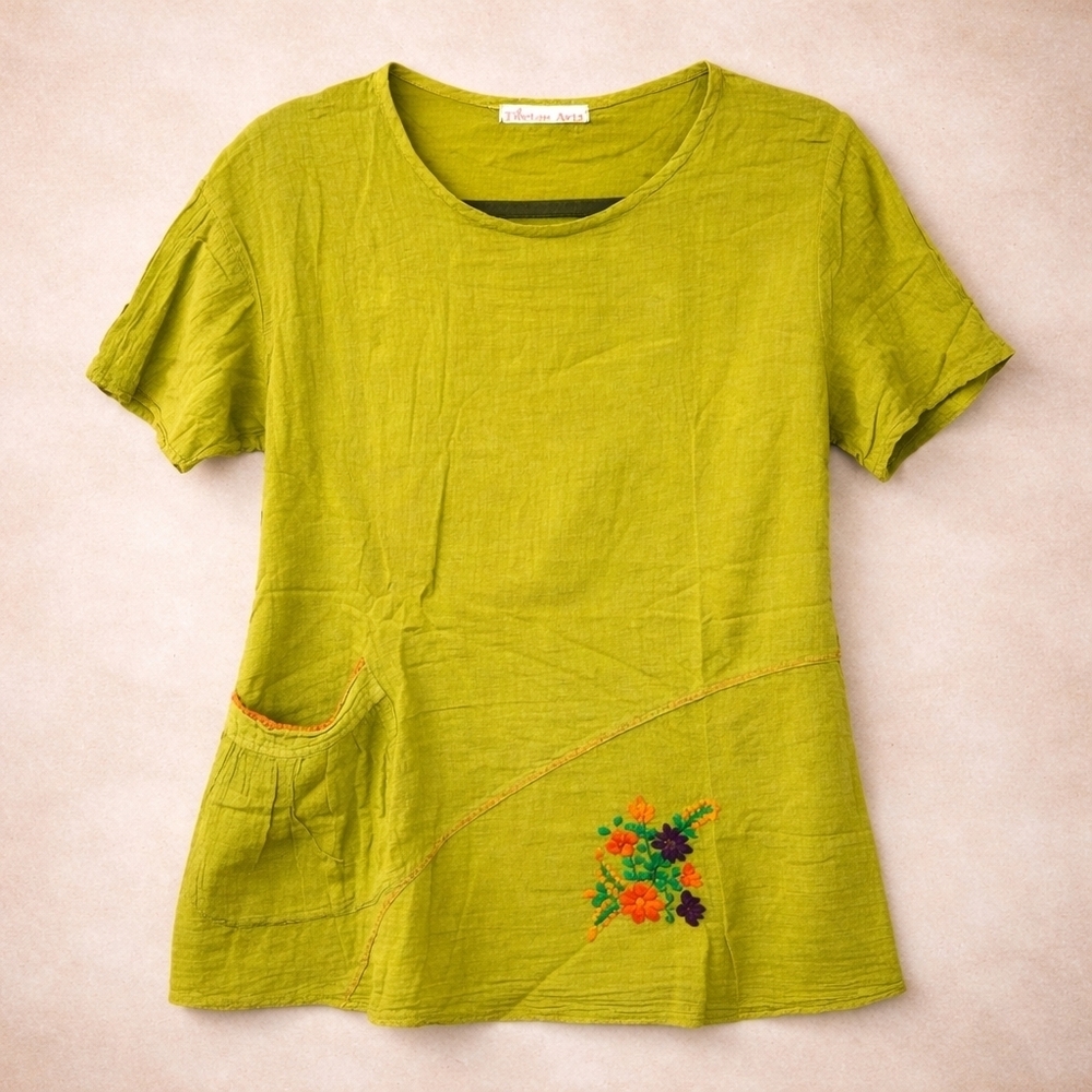 5/30 Vintage Tiebetan Arts Boho Relaxed Blouse Size Medium